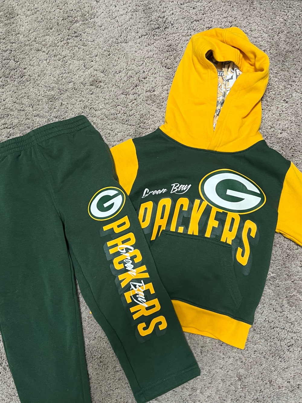 NFL Green and Gold Kids Hoodie with Team Graphics